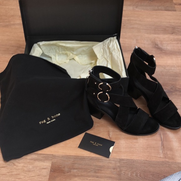 rag & bone Mari Heeled Sandal Black Suede Size 8 - Picture 4 of 9